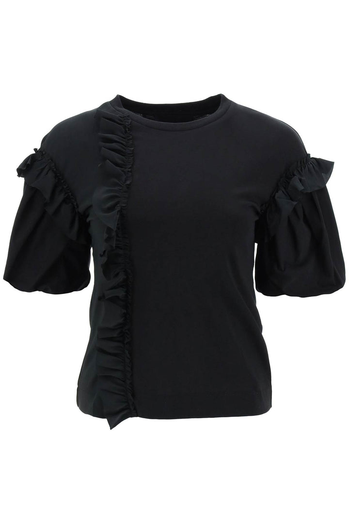 Ruffled Jersey And Organdie T Shirt - Simone Rocha - Women