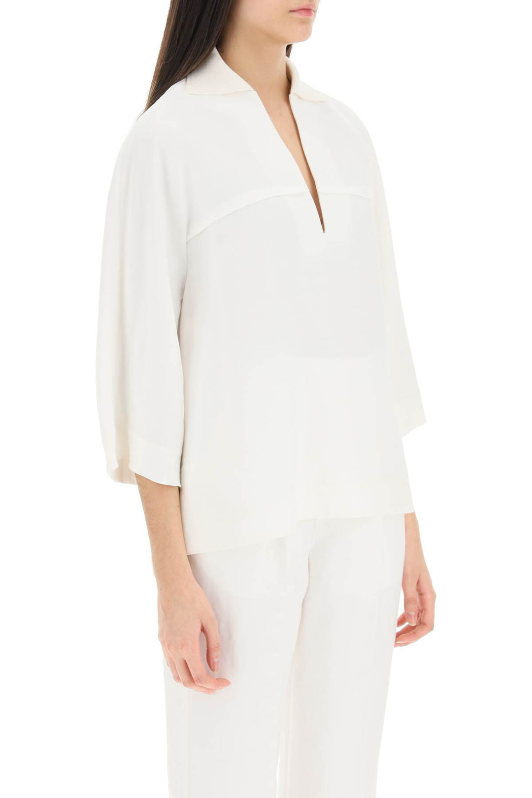 Linen Viscose Polo Blouse - Agnona - Women