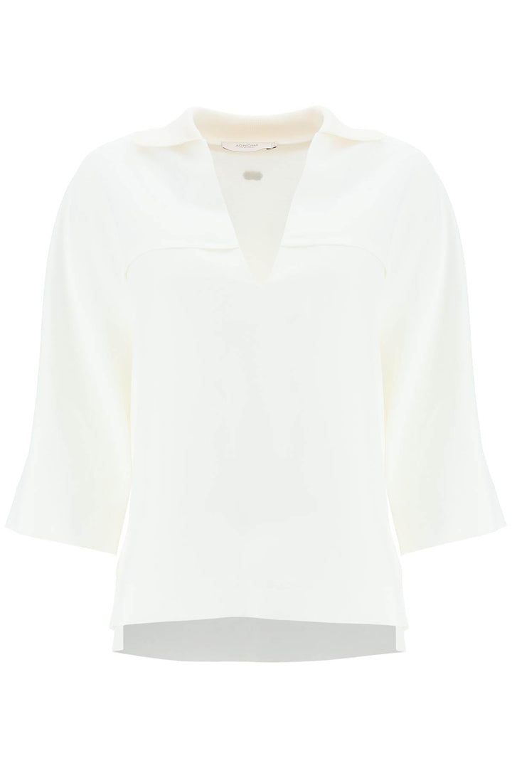 Linen Viscose Polo Blouse - Agnona - Women