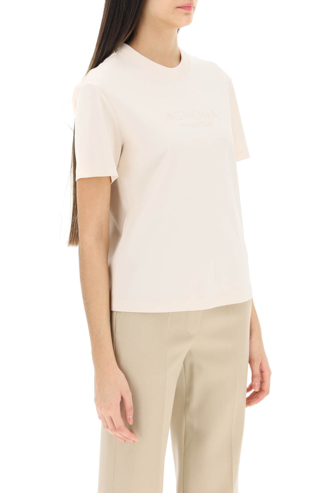 T Shirt With Embroidered Logo - Agnona - Women