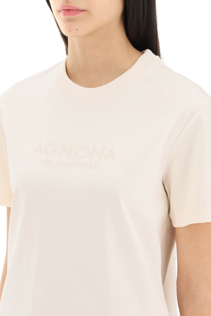 T Shirt With Embroidered Logo - Agnona - Women