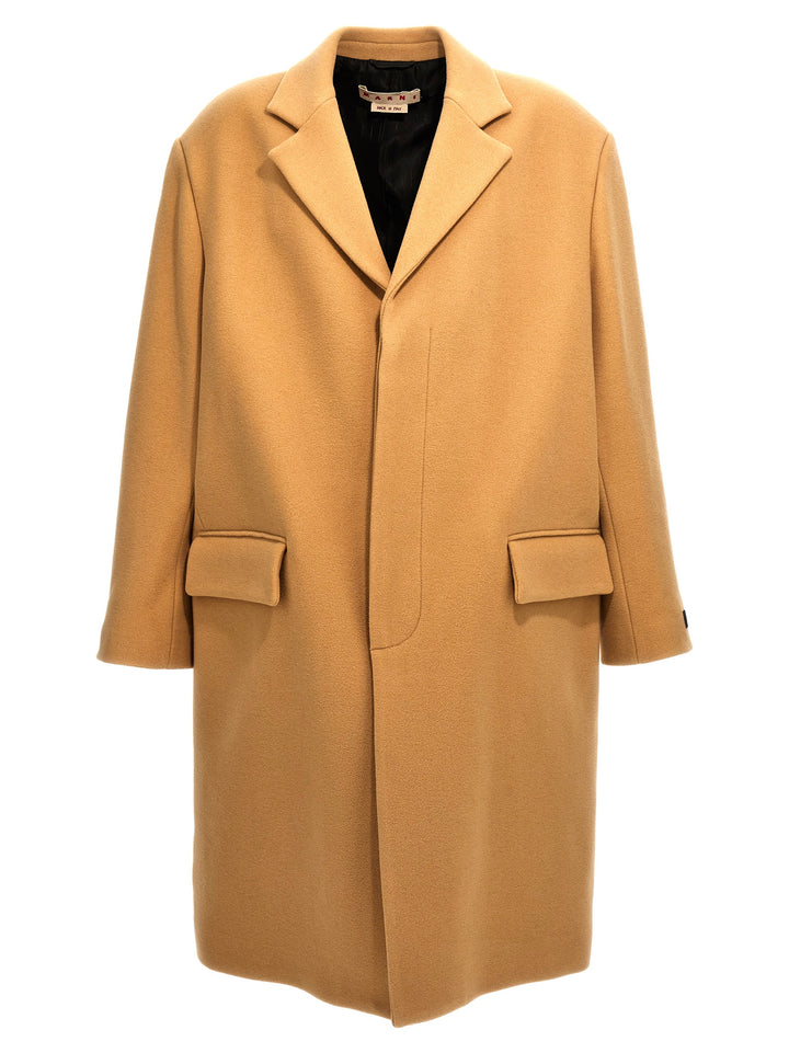 Single-Breasted Wool Coat Coats, Trench Coats Beige