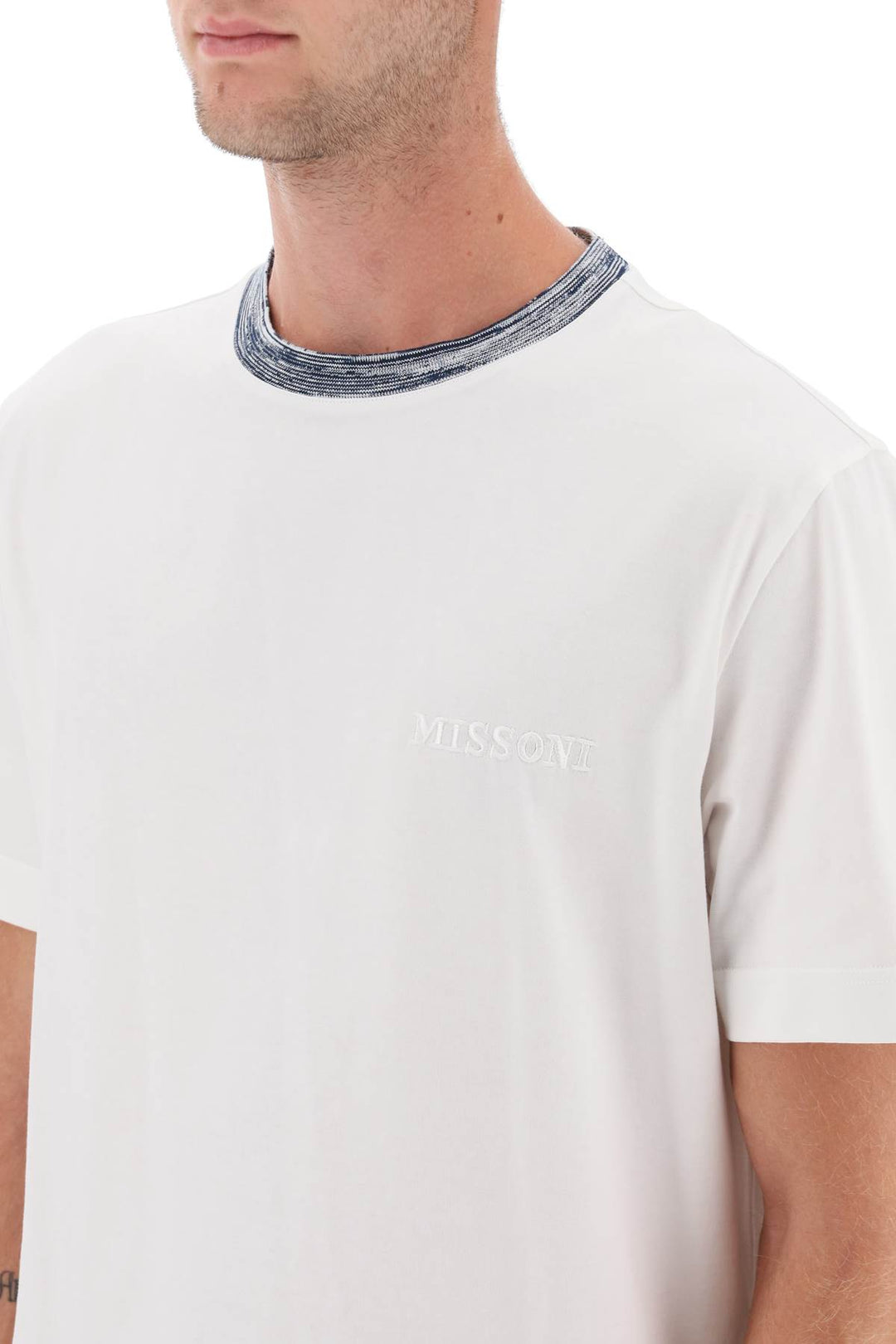 T Shirt With Contrasting Crew Neck - Missoni - Men