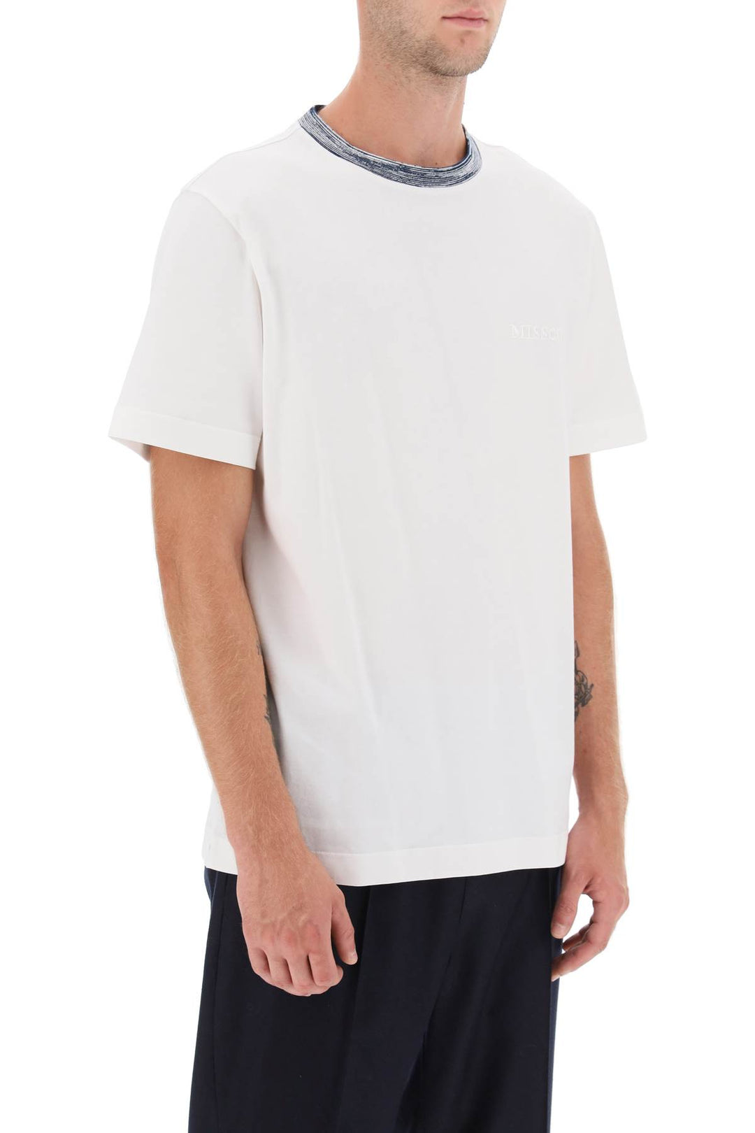 T Shirt With Contrasting Crew Neck - Missoni - Men