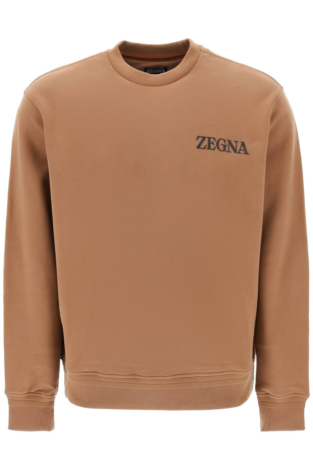 Crew Neck Sweatshirt With Flocked Logo - Zegna - Men