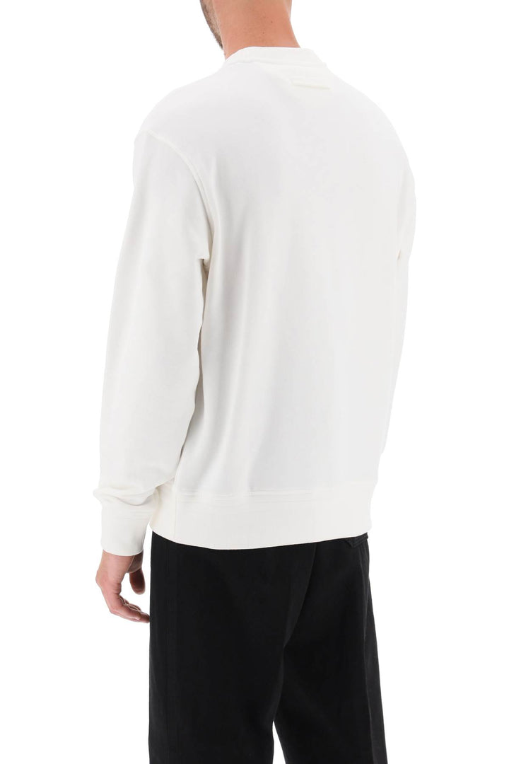 Crew Neck Sweatshirt With Flocked Logo - Zegna - Men