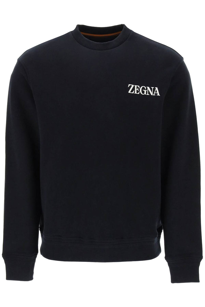 Crew Neck Sweatshirt With Flocked Logo - Zegna - Men