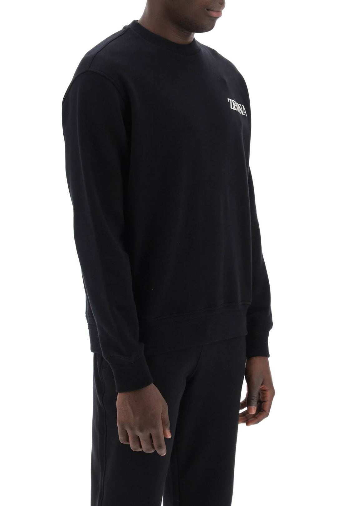 Crewneck Sweatshirt With Rubberized Logo - Zegna - Men