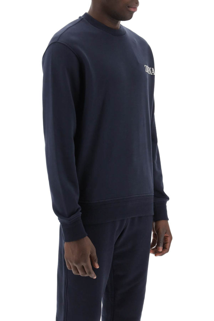 Crewneck Sweatshirt With Rubberized Logo - Zegna - Men