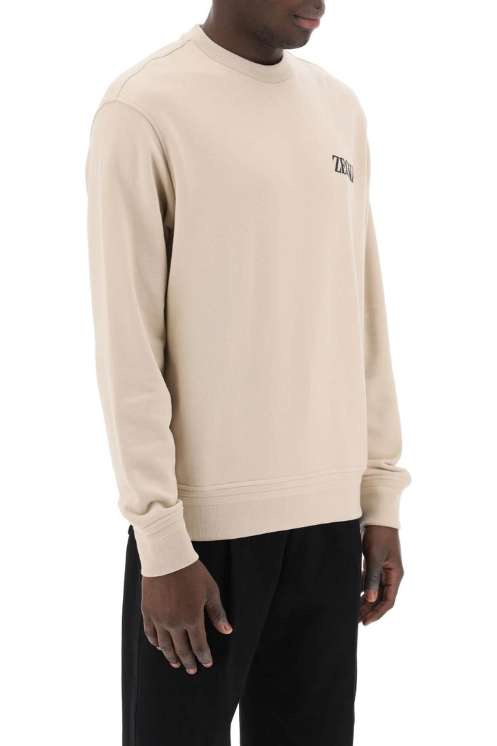 Crewneck Sweatshirt With Rubberized Logo - Zegna - Men