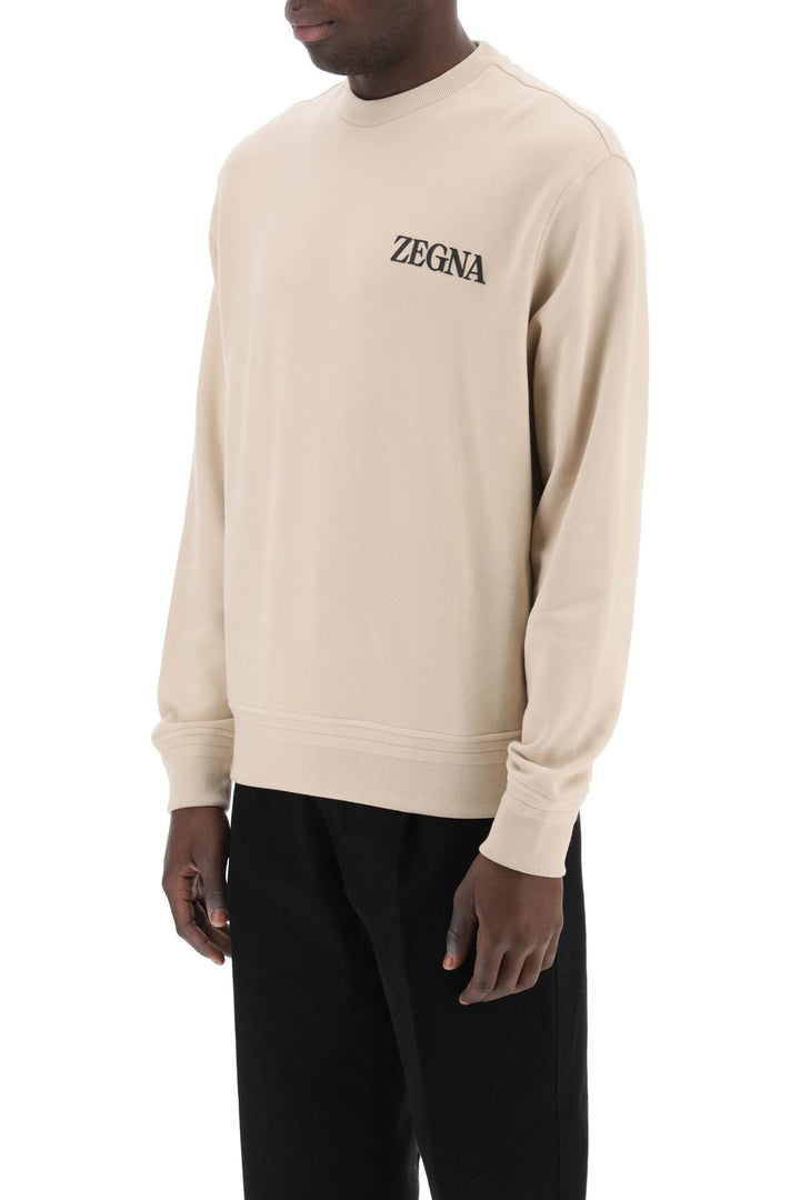 Crewneck Sweatshirt With Rubberized Logo - Zegna - Men