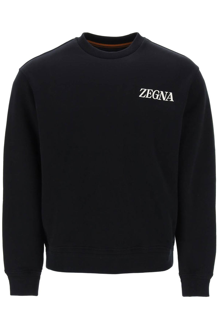 Crewneck Sweatshirt With Rubberized Logo - Zegna - Men