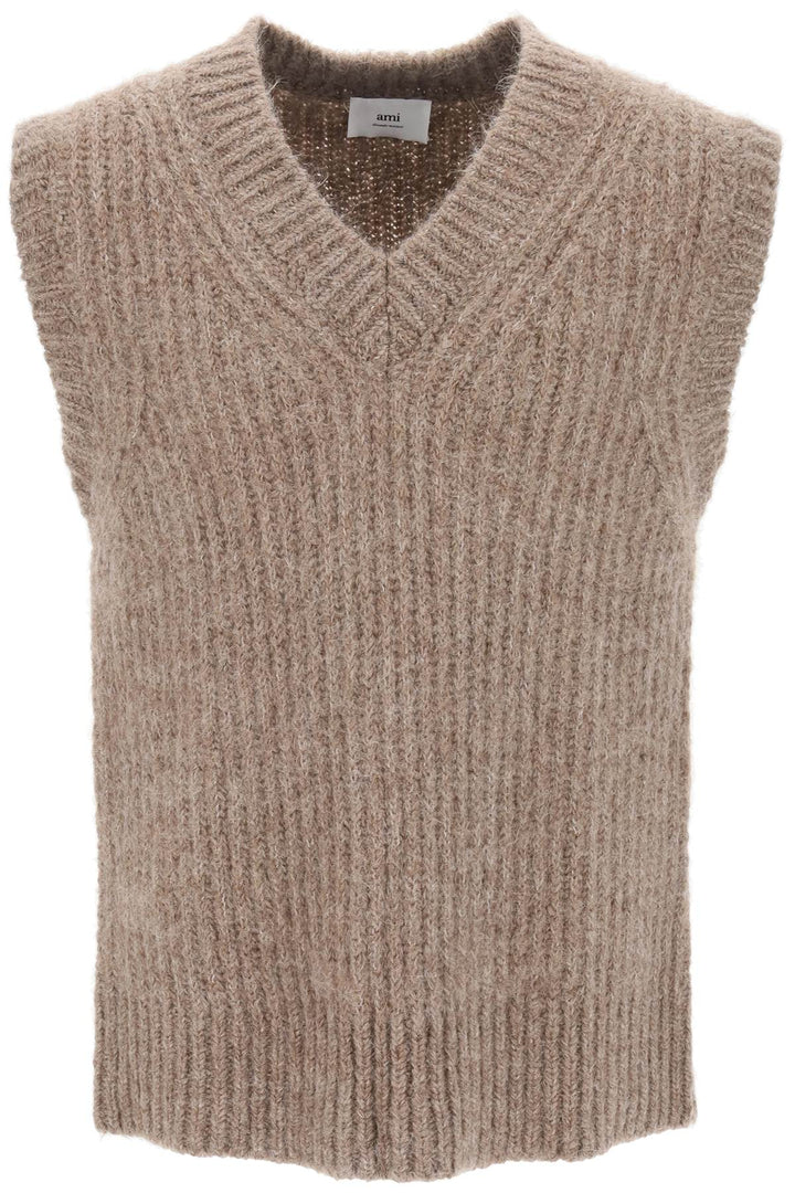 Ribbed Alpaca Sweater Vest - Ami Paris - Men