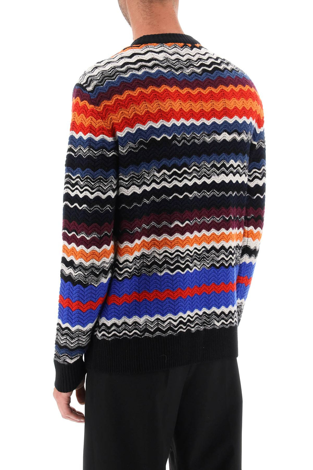 Crew Neck Sweater With Multicolor Herringbone Motif - Missoni - Men