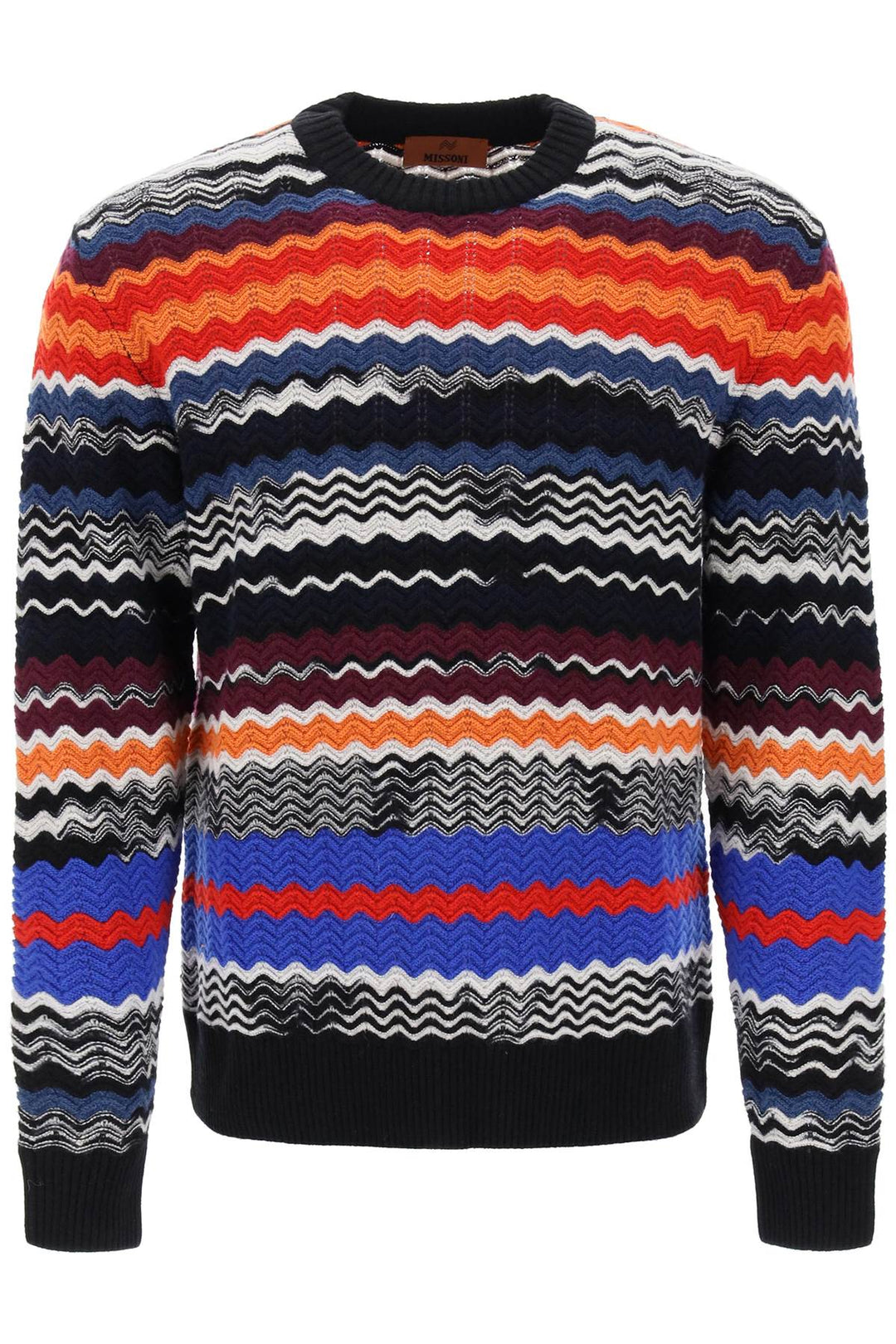 Crew Neck Sweater With Multicolor Herringbone Motif - Missoni - Men