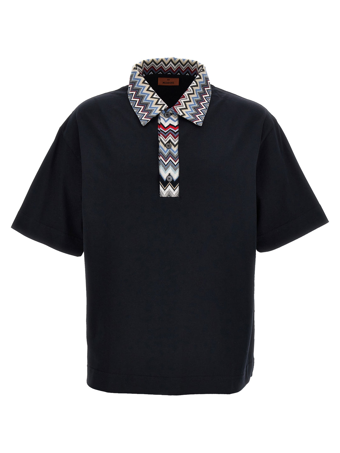 Zigzag Collar  Shirt Polo Blue