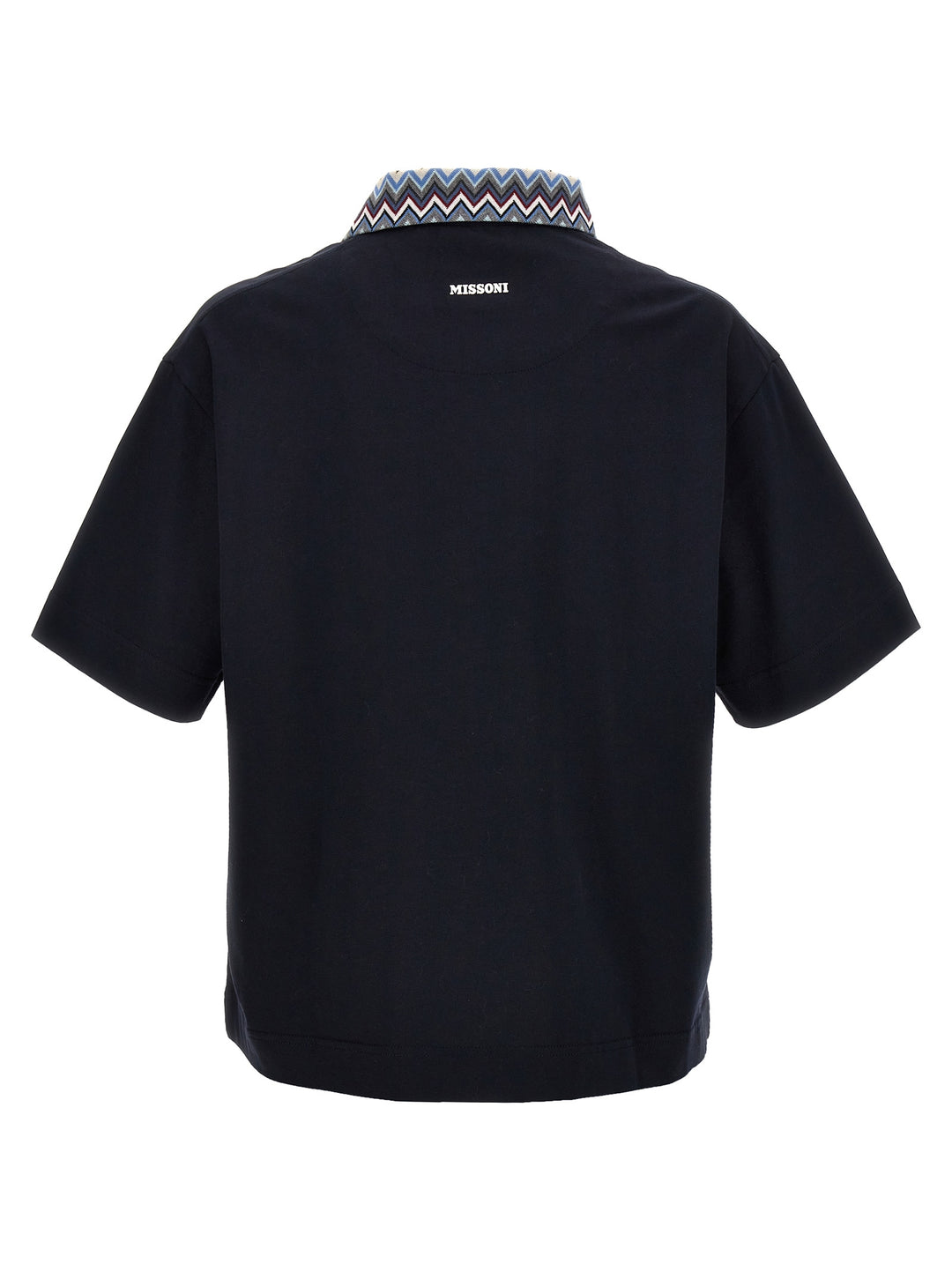 Zigzag Collar  Shirt Polo Blue