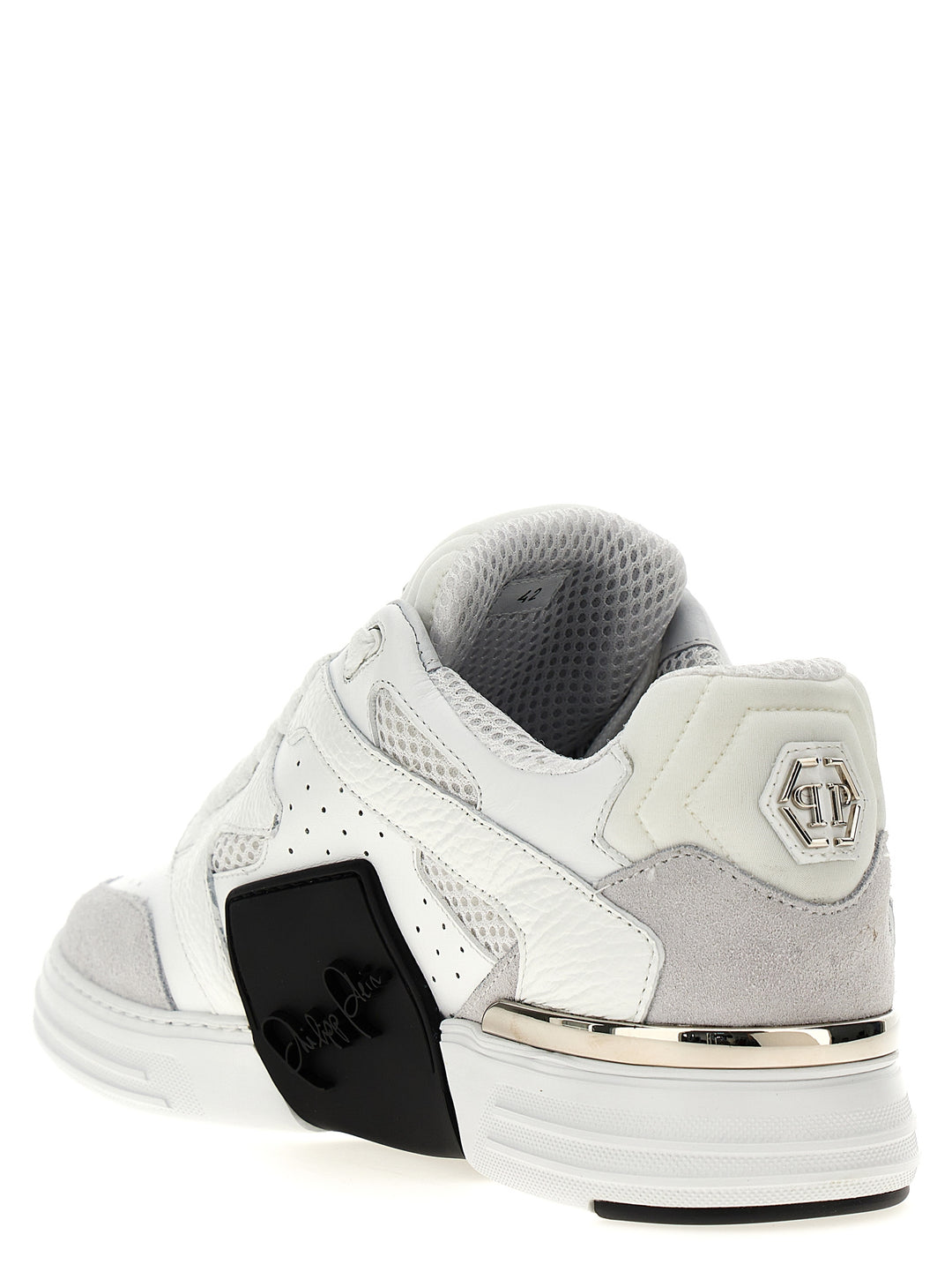 Mix Leather Low Top Sneakers White