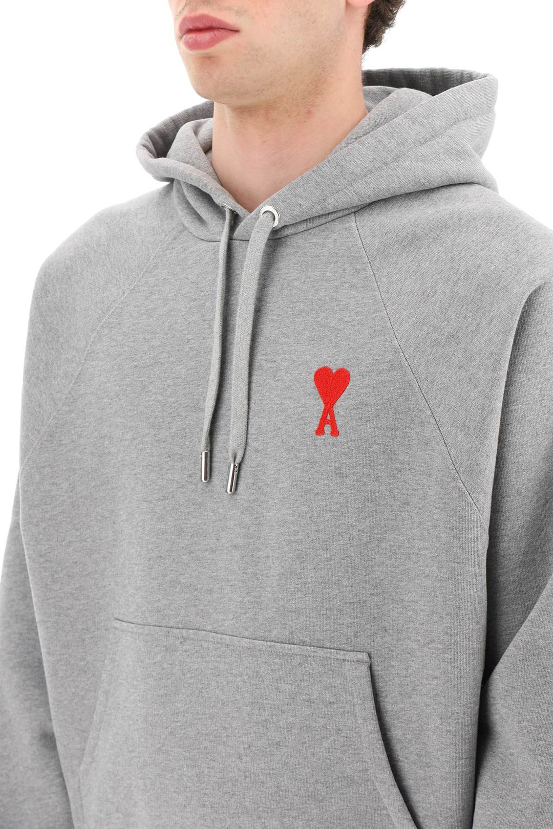 Hoodie With Logo Embroidery Detail - Ami Paris - Men