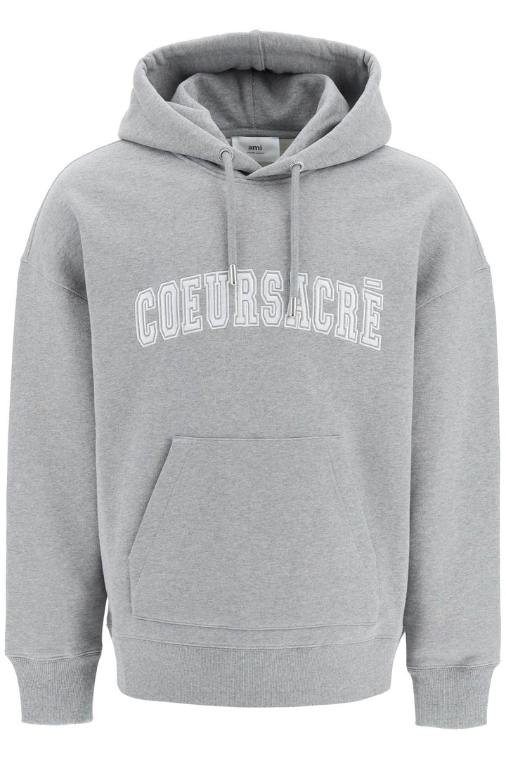 Hoodie With Lettering Embroidery - Ami Paris - Men