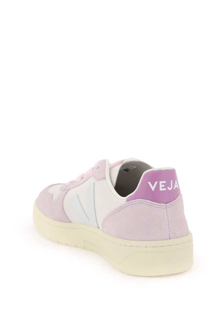 Sneakers V 10 In Pelle Gravel Menthol Parme - Veja - Women