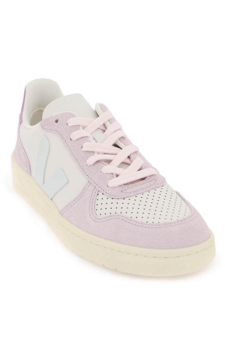 Sneakers V 10 In Pelle Gravel Menthol Parme - Veja - Women