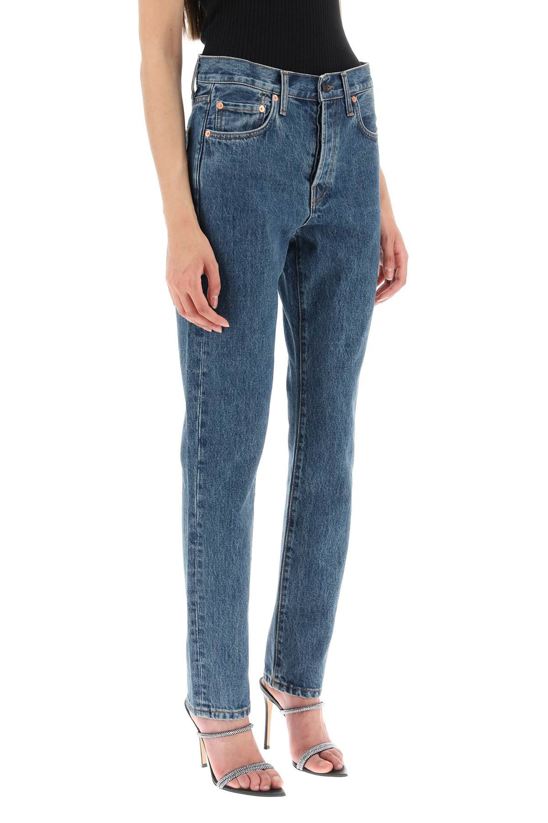 Slim Jeans With Acid Wash - Wardrobe.Nyc - Women