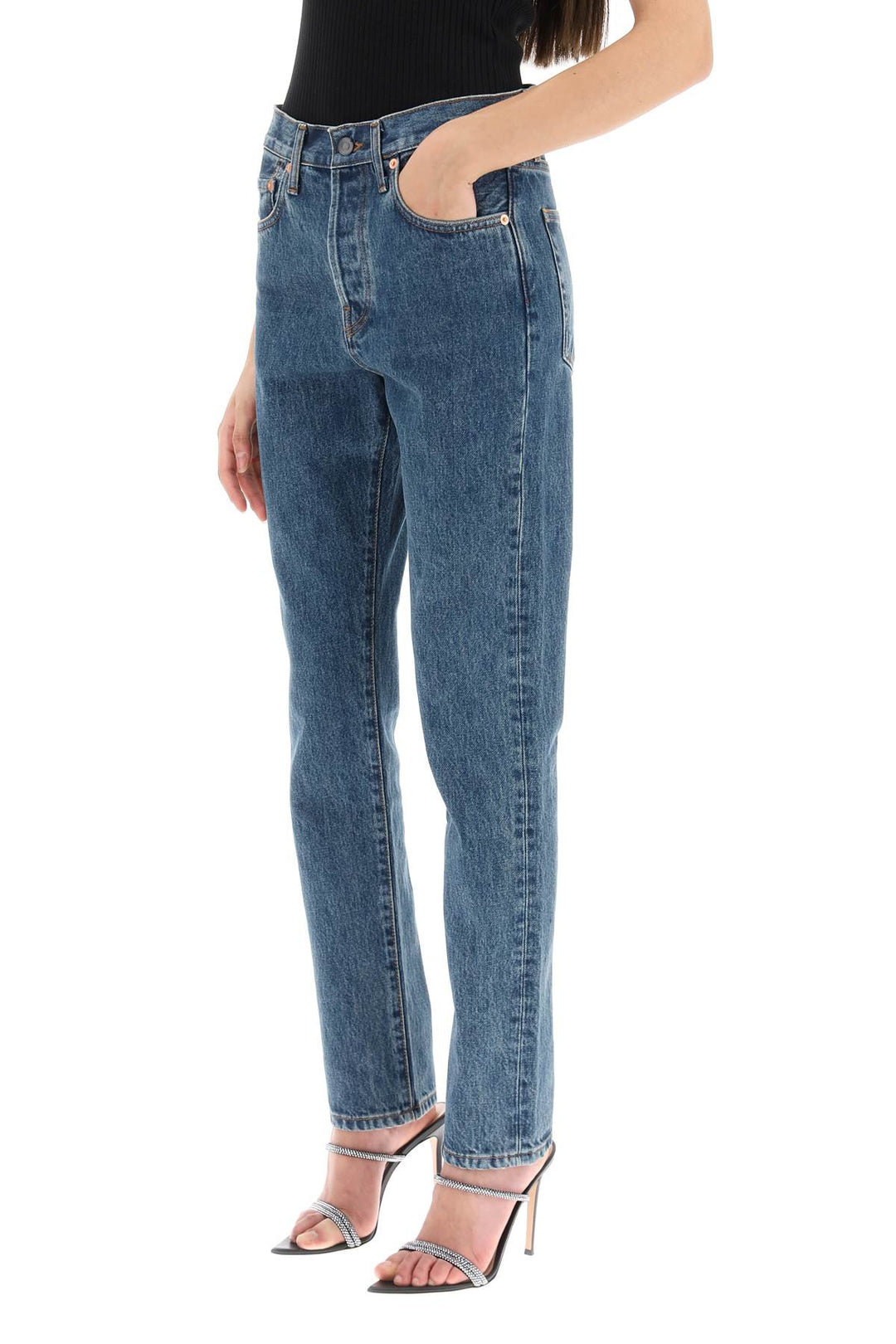 Slim Jeans With Acid Wash - Wardrobe.Nyc - Women