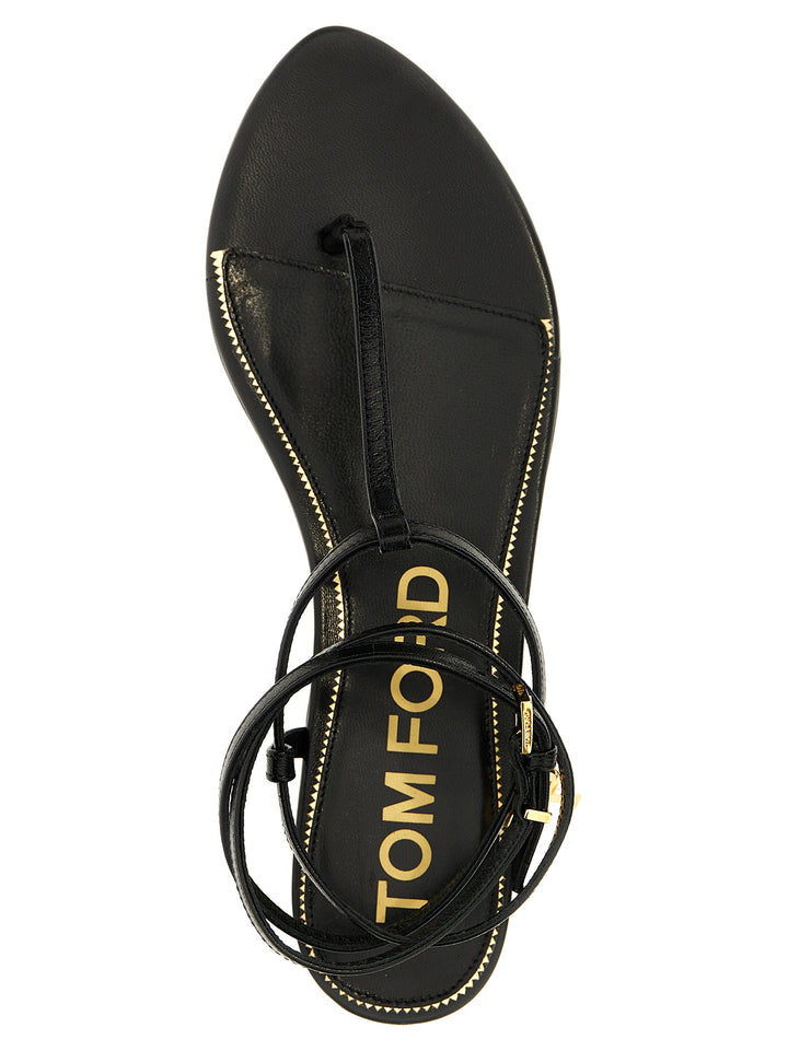 Padlock Detail Thong Sandals Black