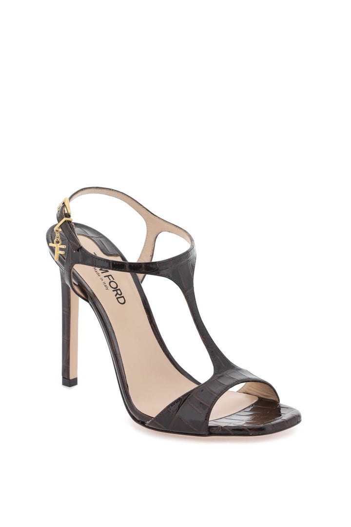 Angelina Sandals In Croco Embossed Glossy Leather - Tom Ford - Women