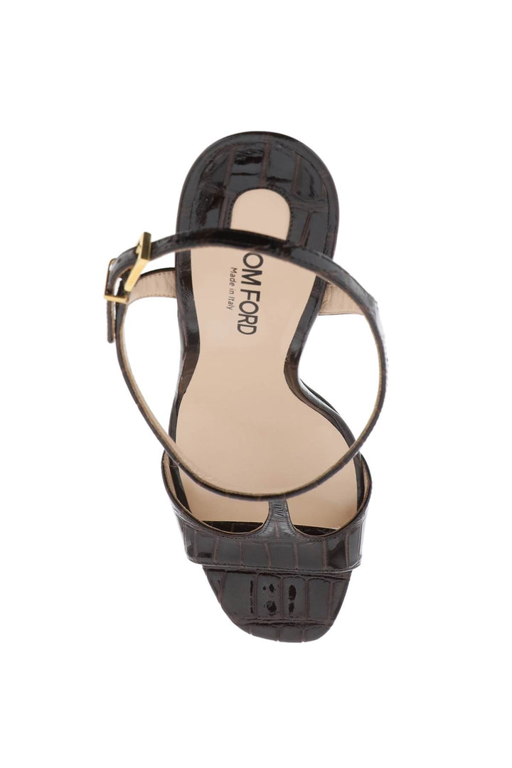 Angelina Sandals In Croco Embossed Glossy Leather - Tom Ford - Women