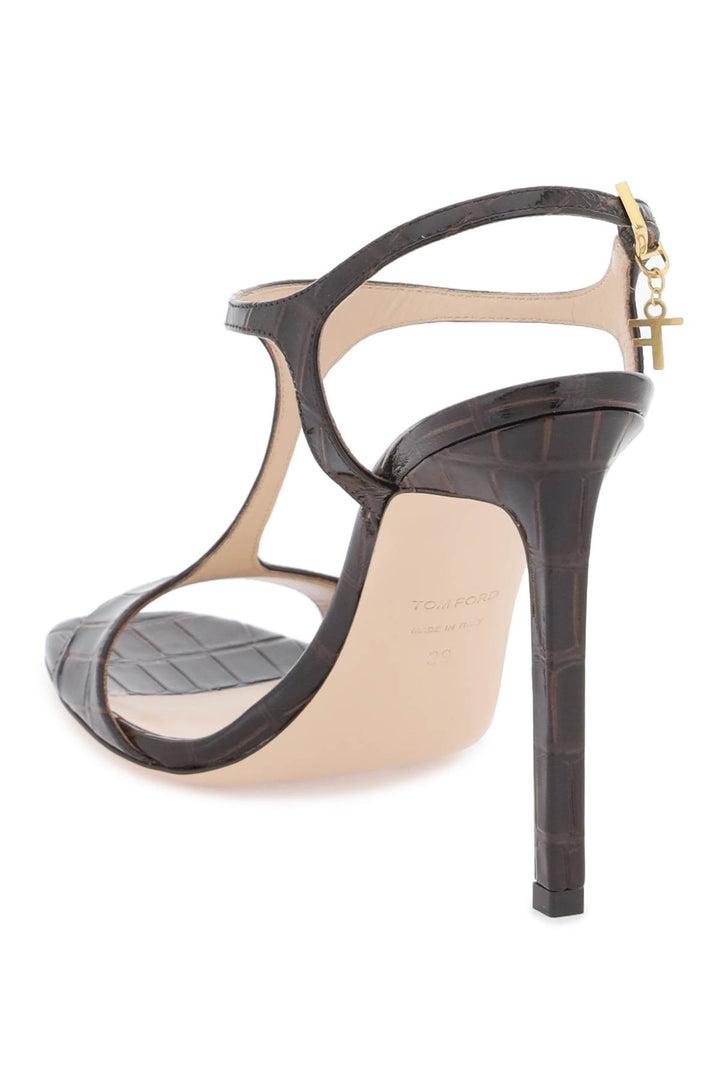 Angelina Sandals In Croco Embossed Glossy Leather - Tom Ford - Women