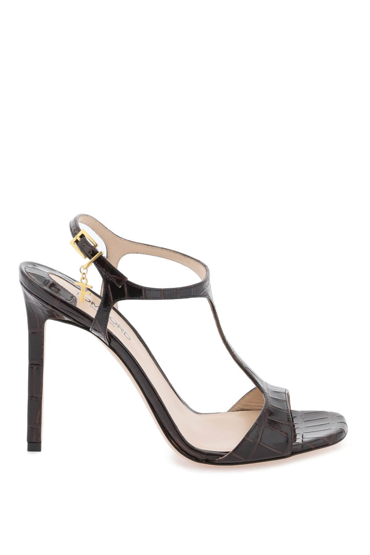 Angelina Sandals In Croco Embossed Glossy Leather - Tom Ford - Women