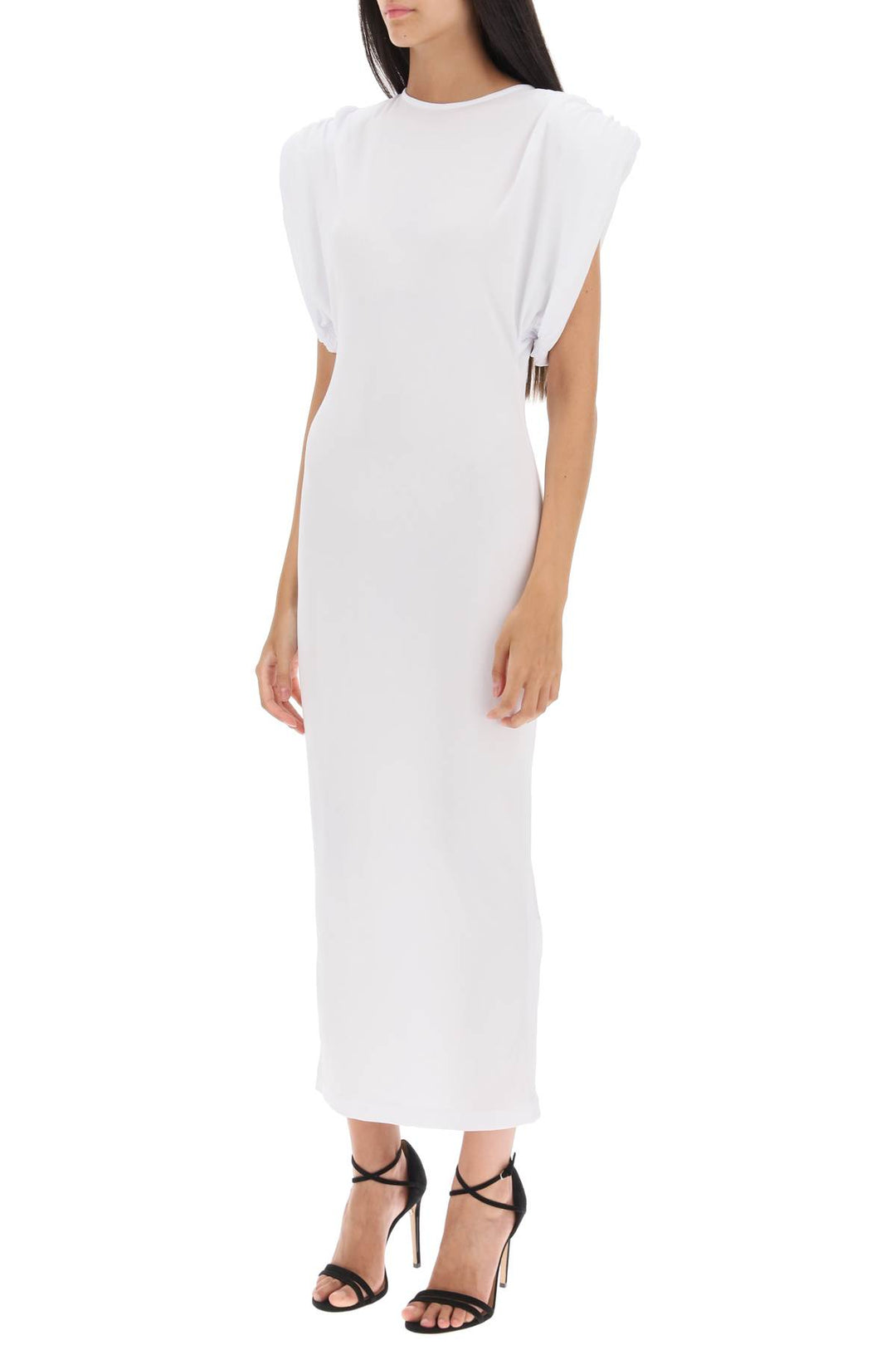 Midi Sheath Dress With Structured Shoulders - Wardrobe.Nyc - Women