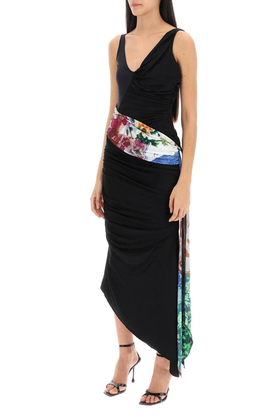 Dress In Draped Jersey With Contrasting Sash - Marine Serre - Women