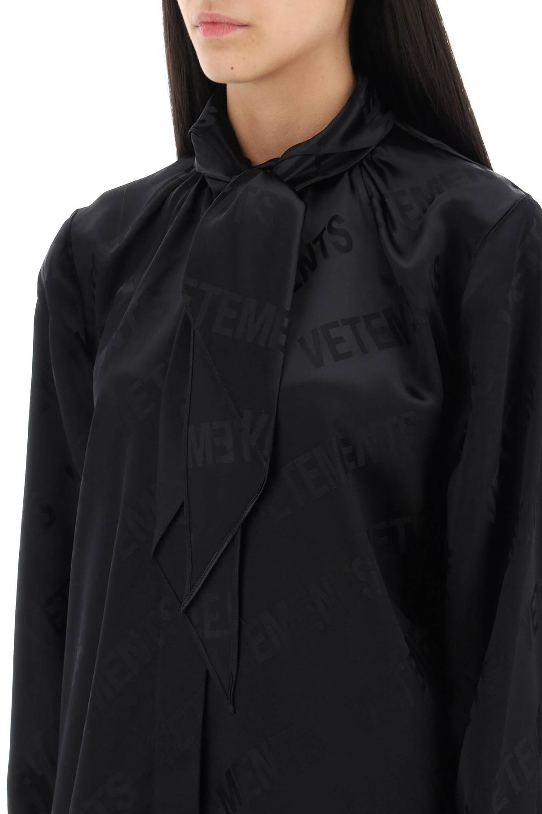 Scarf Collar Monogram Blouse - Vetements - Women