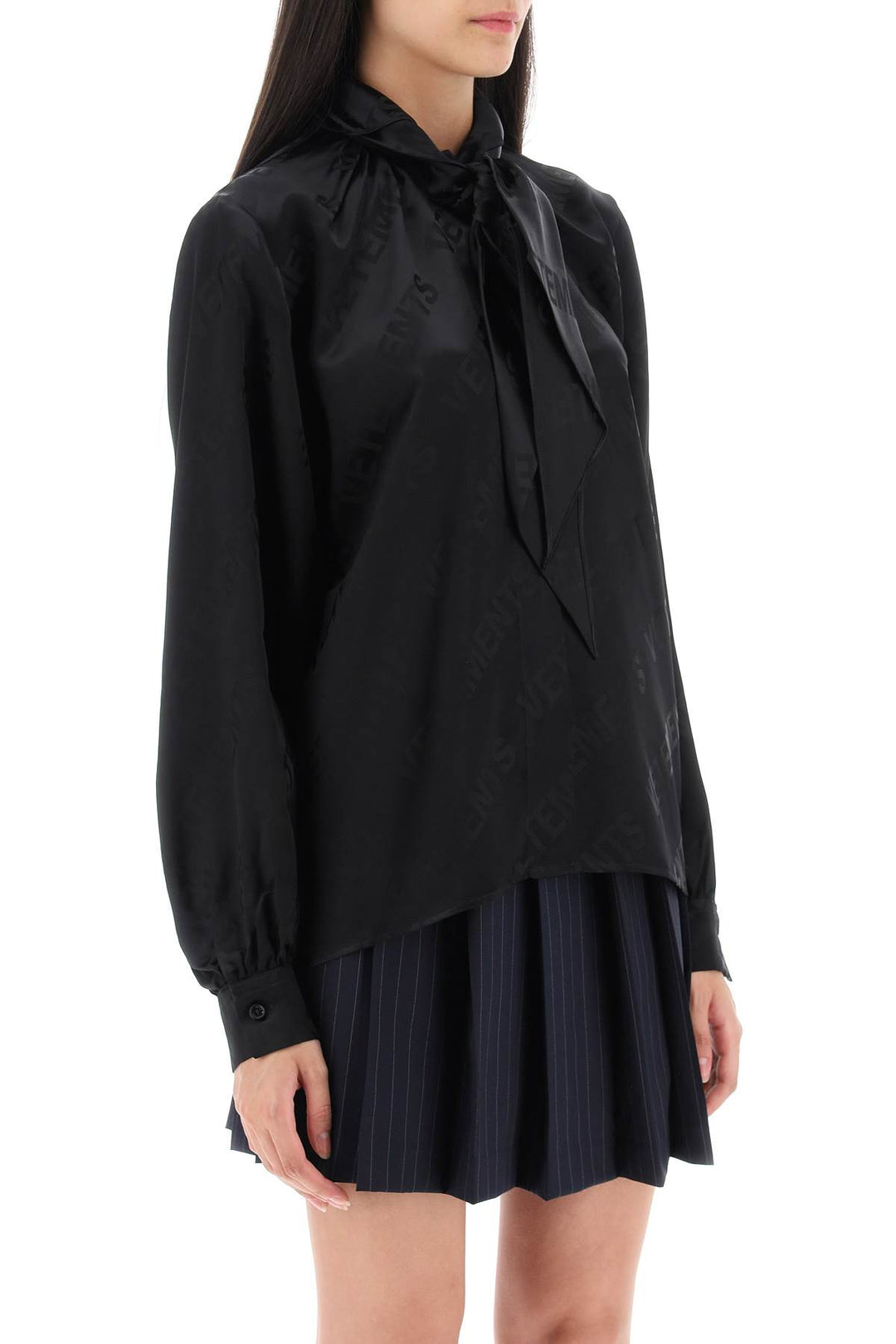 Scarf Collar Monogram Blouse - Vetements - Women