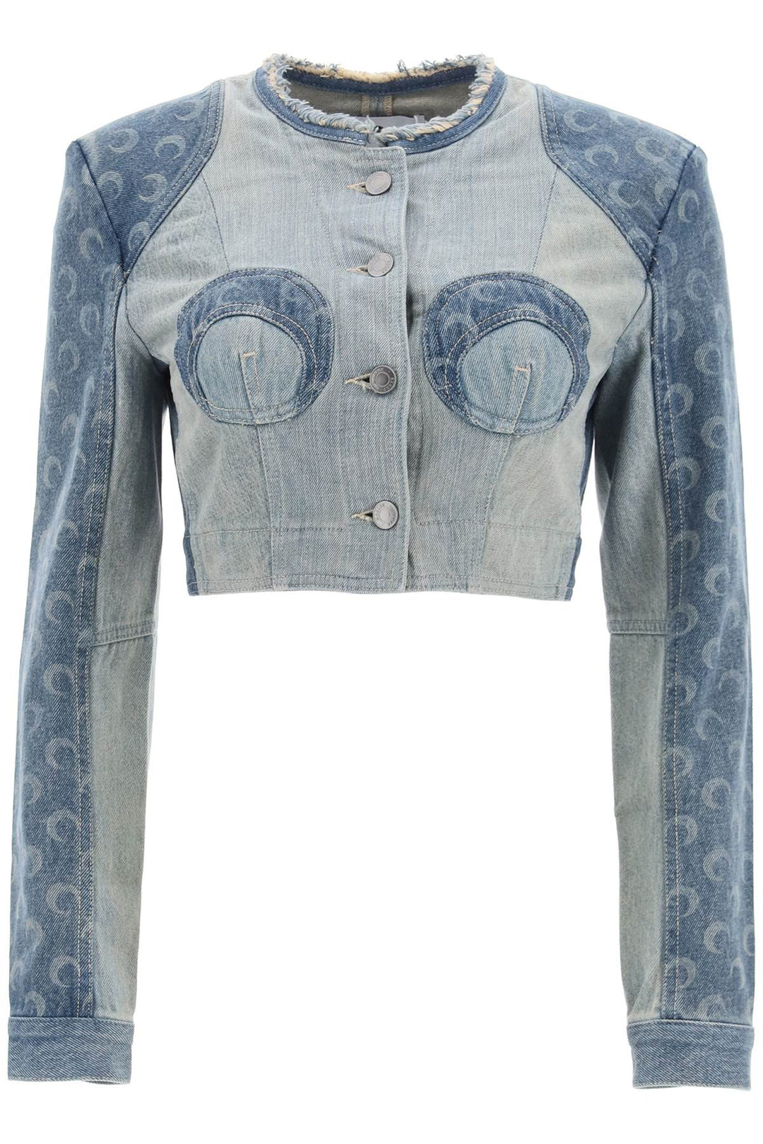 Regenerated Denim Cropped Jacket - Marine Serre - Women