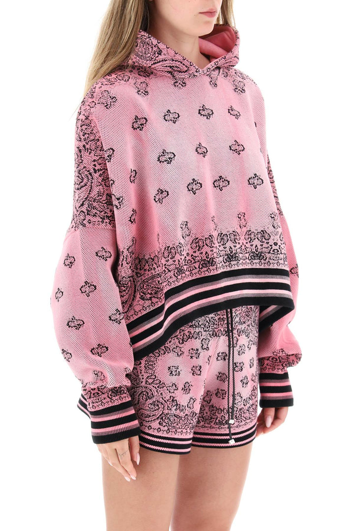 Cropped Hoodie With Bandana Motif - Amiri - Women