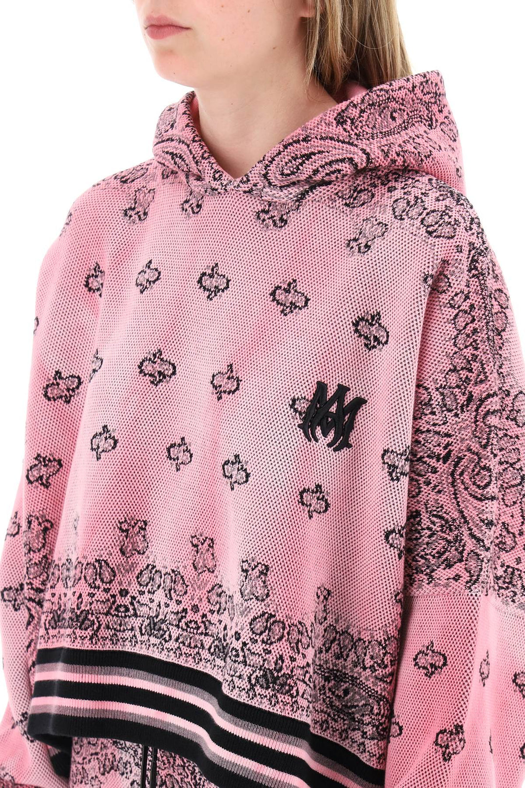 Cropped Hoodie With Bandana Motif - Amiri - Women