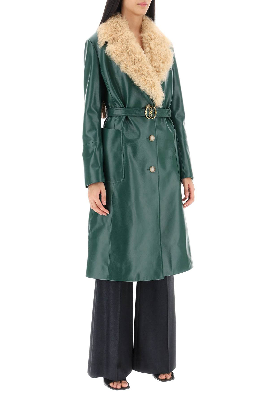 Leather And Shearling Coat - Bally - Women