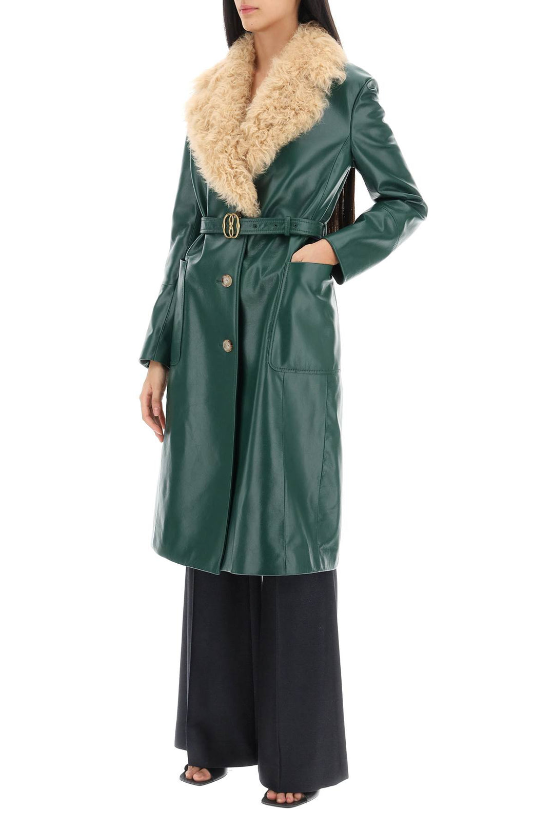 Leather And Shearling Coat - Bally - Women