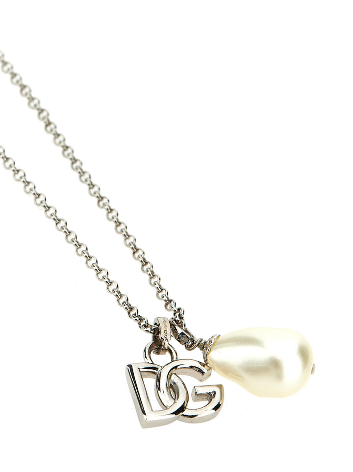 Logo Drop Necklace Jewelry Silver