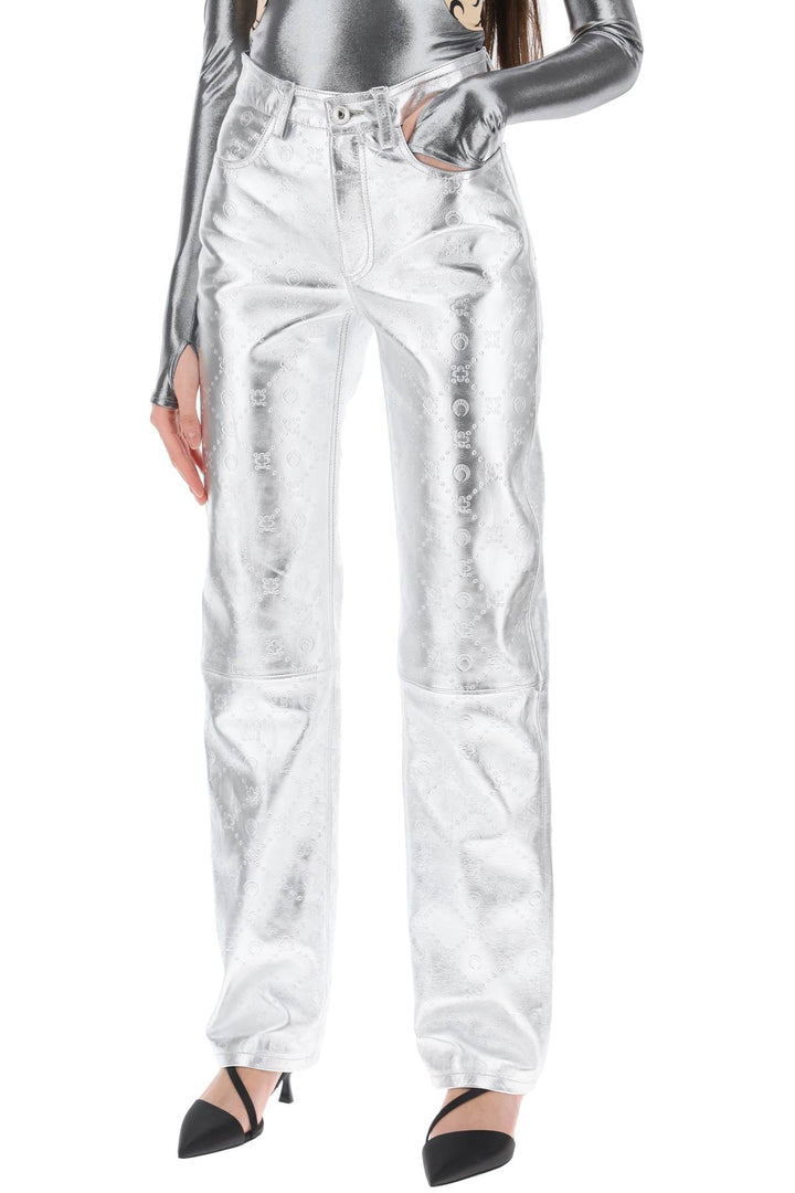 Moonogram Pants In Laminated Leather - Marine Serre - Women