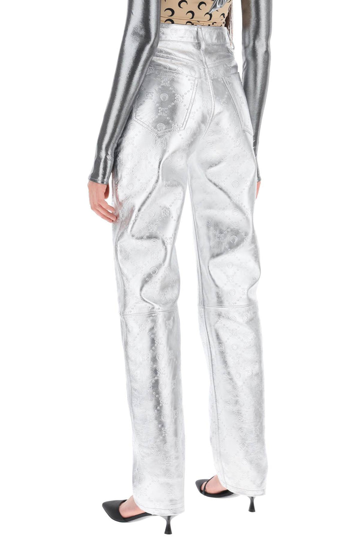 Moonogram Pants In Laminated Leather - Marine Serre - Women