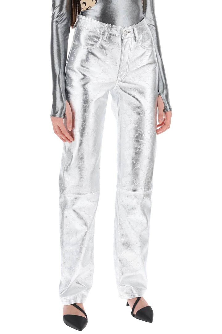 Moonogram Pants In Laminated Leather - Marine Serre - Women