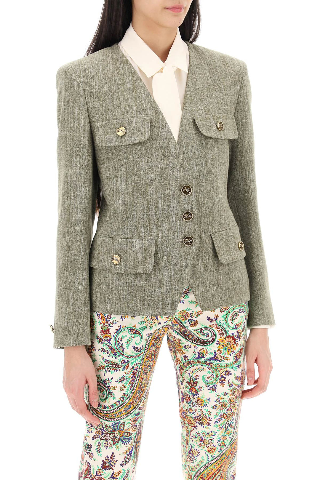 Giacca Sagomata Con Spalle Imbottite - Etro - Women