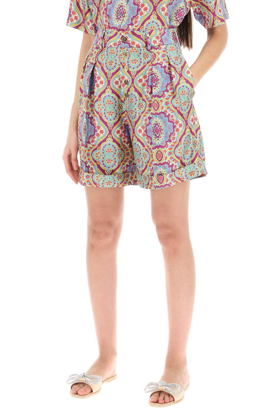 Shorts In Seta Stampata - Etro - Women