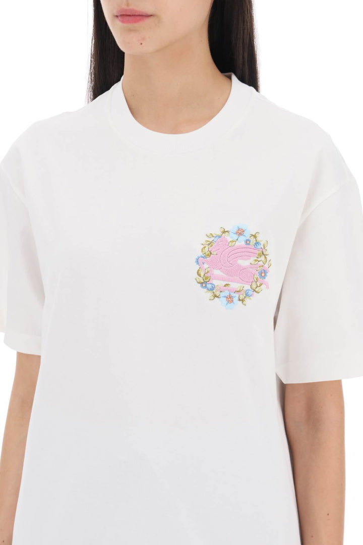 T Shirt Con Ricamo Pegaso Floreale - Etro - Women