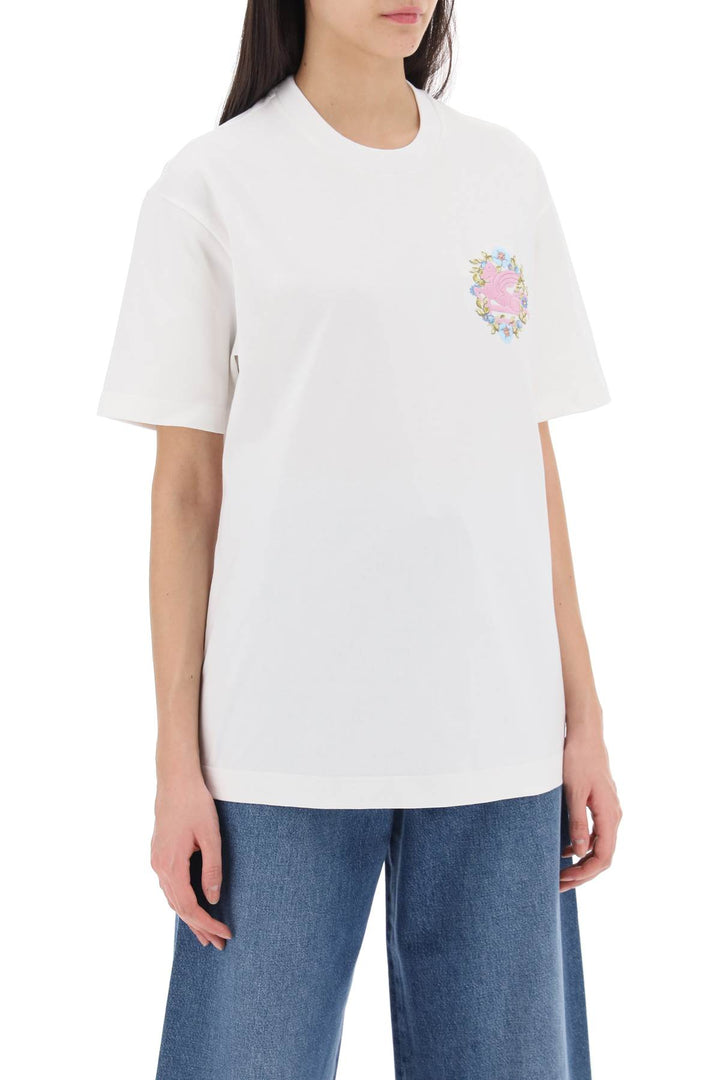 T Shirt Con Ricamo Pegaso Floreale - Etro - Women